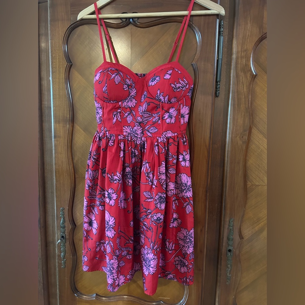 Band of the Free Red/pink FloralCorset Dress with Pink Accents size small